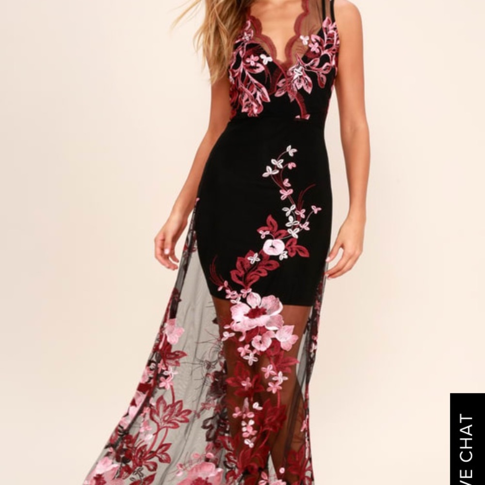 Lulus red and black embroidered dress - Picture 1 of 2